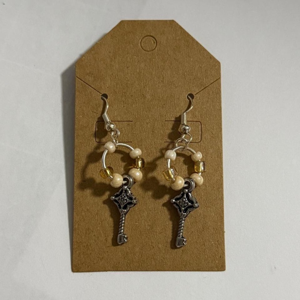 Keys circles new handmade beaded pierced earrings